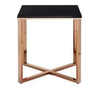 Orsina Square Black Faux Marble End Table, Gold Toned Bedside Table With Metal Legs, Accent Table For Practical Use Orsina Gold