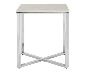 Orsina Square Black Faux Marble End Table, Gold Toned Bedside Table With Metal Legs, Accent Table For Practical Use in Silver Orsina Silver