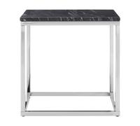 Orsina Square Black Marble End Table, Chrome Metal Base with Reflective Finish, Contemporary Table for Living Room in Silver Orsina Silver