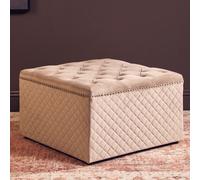 Orsina Square Black Velvet Ottoman, Stylish Padded Velvet Footstool, Compact Upholstered Pouffe for Living Room in Brown Orsina Brown