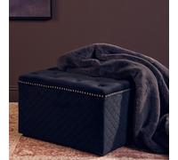 Orsina Square Black Velvet Ottoman, Stylish Padded Velvet Footstool, Compact Upholstered Pouffe for Living Room Orsina Black