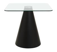 Orsina Square Clear Glass Top Dining Table, Geometric Conical Black Base Glass Dining Room Table, Kitchen Table Orsina Clear