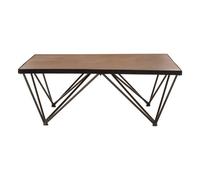 Orsina Square Coffee Table, Wood And Metal Coffee Table, Industrial Coffee Table, Modern Black Iron Coffee Table