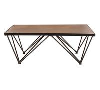 Orsina Square Coffee Table, Wood & Metal Coffee Table, Industrial Coffee Table, Modern Black Iron Coffee Table in Brown Orsina Brown