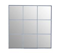 Orsina Square Grid Wall Mirror, 95Cm Decorative Panel With Silver Frame, Reflective Wall Art For Luxe Interiors