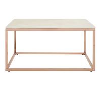 Orsina Square Rose Gold & Marble Coffee Table, Natural White Marble Top Center Table, Accent Table For Outdoor Use Orsina Gold