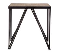 Orsina Square Side Table, Wood Metal Side Table, Industrial Side Table, Wood Top Side Table, Black Iron Side Table in Natural Orsina Natural