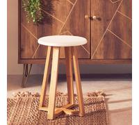 Orsina Stable Blue & Natural Bamboo Round Stool, Industrial Bar Stool For Breakfast, Robust Breakfast Stool in White Orsina White