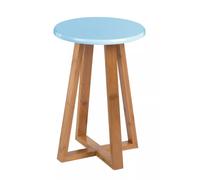 Orsina Stable Blue & Natural Bamboo Round Stool, Industrial Bar Stool For Breakfast, Robust Breakfast Stool in Baby Blue Orsina Baby Blue