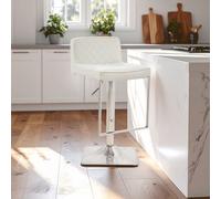 Orsina Stable Dark Grey & Chrome Square Base Bar Stool, Modern Stool For Breakfast, Robust Bar Stool For Kitchen in Cream Orsina Cream