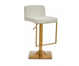 Orsina Stable Dark Grey & Chrome Square Base Bar Stool, Modern Stool For Breakfast, Robust Bar Stool For Kitchen in White Orsina White