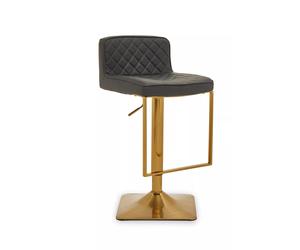 Orsina Stable Dark Grey & Chrome Square Base Bar Stool, Modern Stool For Breakfast, Robust Bar Stool For Kitchen Orsina Grey
