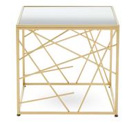 Orsina Stable Gold Finish Side Table With Mirror Top, Stylish Kitchen Side Table For Breakfast, Robust Side Table Orsina Gold