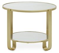 Orsina Stable Round Mirrored Top Silver Frame Table, Stylish Kitchen Side Table For Breakfast, Robust Side Table in Gold Orsina Gold