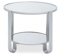 Orsina Stable Round Mirrored Top Silver Frame Table, Stylish Kitchen Side Table For Breakfast, Robust Side Table Orsina Silver