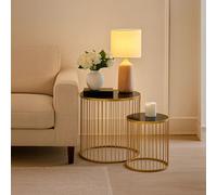 Orsina Stable Set Of Two Black And Gold Side Tables, Stylish Kitchen Side Table For Breakfast, Robust Side Table