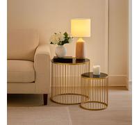 Orsina Stable Set Of Two Black & Gold Side Tables, Stylish Kitchen Side Table For Breakfast, Robust Side Table Orsina Gold