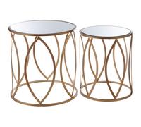 Orsina Stable Set Of Two Gold Finish Side Tables, Stylish Kitchen Side Table For Breakfast, Robust Breakfast Table Orsina Gold