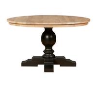 Orsina Stable Whitewash Top Black Dining Table, American Oak Constructed Small Dining Table, Solid Table For Dinner