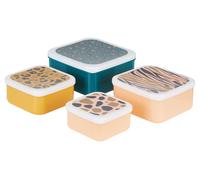 Orsina Stackable Design Set Of 4 Animal Print Lunch Boxes, Versatile Assortment Of Multisized PP Lunch Boxes Orsina Multicolor