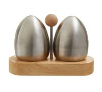 Orsina Stainless Steel & Rubberwood Salt Pepper Set, Sturdy Salt Pepper Dispensers, Seasoning Set For Countertop in Silver Orsina Silver