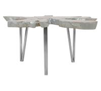 Orsina Star Top Coffee Table, Wooden Table With Irregular Edges, Metallic Silver Center Table, Coffee Table For Patio Orsina Silver