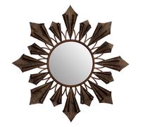 Orsina Starburst Frame Wall Mirror With Antique Gold Reliefs, Statement Mirror For Stairway, Sculpted Round Mirror in Brown Orsina Brown