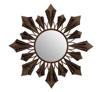 Orsina Starburst Frame Wall Mirror With Antique Gold Reliefs, Statement Mirror For Stairway, Sculpted Round Mirror
