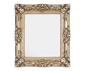 Orsina Stately Design Champagne Finish Square Ornate Wall Mirror, Elegant Slim Mirror, Versatile Hallway Mirror