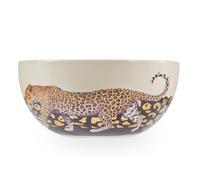 Orsina Stoneware Large Salad Bowl With Intricate Leopard Print, White Bowl With Black & Gold Details|Ideal For Soups Orsina Multicolor
