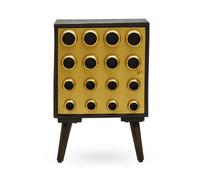 Orsina Storage Cabinets, Black Mango Wood with Warm Metallic Finish, One Door Storage & Modern Shelving Space in Gold Orsina Gold