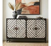 Orsina Storage Four Door Internal Shelf Storage Sideboard, Geometric Pattern Bedroom Sideboard, Kitchen Sideboard in Black Orsina Black