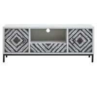 Orsina Storage White Frame Media Unit, Durable Livingroom Tv Unit, Geometric Pattern Modern Tv Stand With Storage