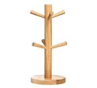 Rubberwood Mug Tree, 6 Cups - Natural