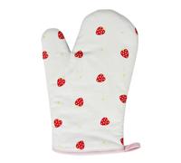 Orsina Strawberry Fields Single Oven Glove, Charming Strawberry Print With Quilted Heat Protection, Comfortable in White Orsina White
