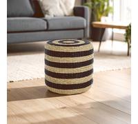 Orsina Stripe Seagrass Pouffe, Comfortable footrest seagrass pouffe, Easy to move woven stool, Versatile stool in Natural Orsina Natural