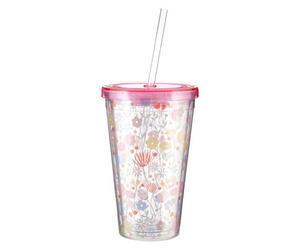 Orsina Stripped 450Ml Drinks Cup, Trendy Bpa Free Drinks Cup With Lid And Straw, Double Walled Cold Drinks Cup