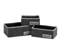 Premier Housewares Storage Boxes, Set of 3, Cardstock, Felt, Grey