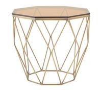 Orsina Stunning End Table With Brushed Bronze Base, Versatile Sitting Room Side Table, Practical Lounge Room Table