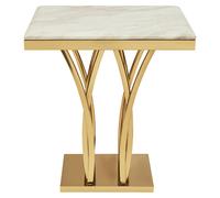 Orsina Stunning White Marble & Gold Side Table, Gold Polished Bedside Table, Square Shaped Table With Marble Top Orsina Gold