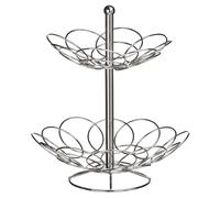 Orsina Sturdy 2 Tier Chrome Fruit Basket, Dual Tier Design Fruit Basket, Stylish Chrome Finish Best Fruit Basket in Silver Orsina Silver