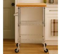 Sturdy 3 Tier Kitchen Trolley, Stylish Garden Drinks Trolley, Eco Friendly Island Trolley For Kitchen Premier Housewares Silver One Size