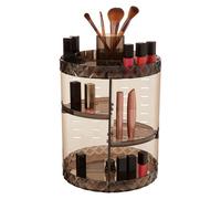 Premier Housewares Cosmetic Organiser With 4 Tier Revolving Black Round Compartments Clear Diamond Multipurpose Storage Statement Piece for Dresser/Bathroom With Rotating Base W26 X D26 X H34cm.