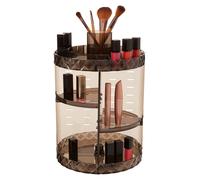 Premier Housewares Cosmetic Organiser With 4 Tier Revolving Black Round Compartments Clear Diamond Multipurpose Storage Statement Piece for Dresser/Bathroom With Rotating Base W26 X D26 X H34cm.