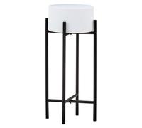 Orsina Sturdy And Durable Small White And Black Floor Standing Planter, Contemporary Design Outdoor Pot For Flowers