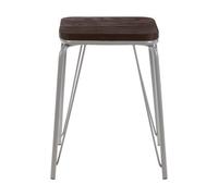 Sturdy And Reliable Metal and Elm Small Wood Stool, Small Square Stool, Accent Wooden Stool for Home Premier Housewares Grey One Size