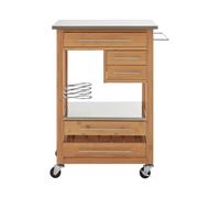 Orsina Sturdy Bamboo Four Drawer Kitchen Trolley, Compact Design Kitchen Trolley For Guests, Multi Tier Trolley in Natural Orsina Natural