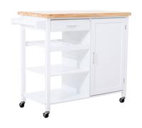 Orsina Sturdy Black Kitchen Trolley, Compact Kitchen Trolley For Entertaining Guests, Versatile Kitchen Trolley in White Orsina White