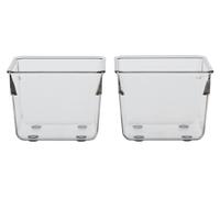 Orsina Sturdy Build Small Set Of Two Square Kitchen Organisers, Integrated Handle Narrow Storage Boxes For Fridge in Clear Orsina Clear