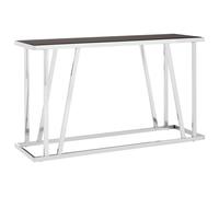 Orsina Sturdy Console Table With Black Glass Top, Durable Storage Console Table, Elegant Console Table For Hallway in Silver Orsina Silver